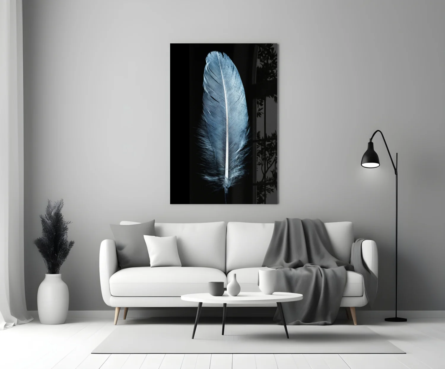 Blue Feather Glass Wall Art - Image 3