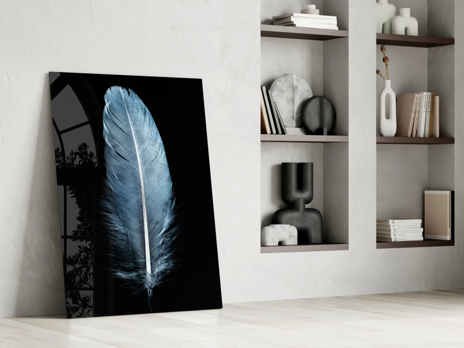 Blue Feather Glass Wall Art - Image 6