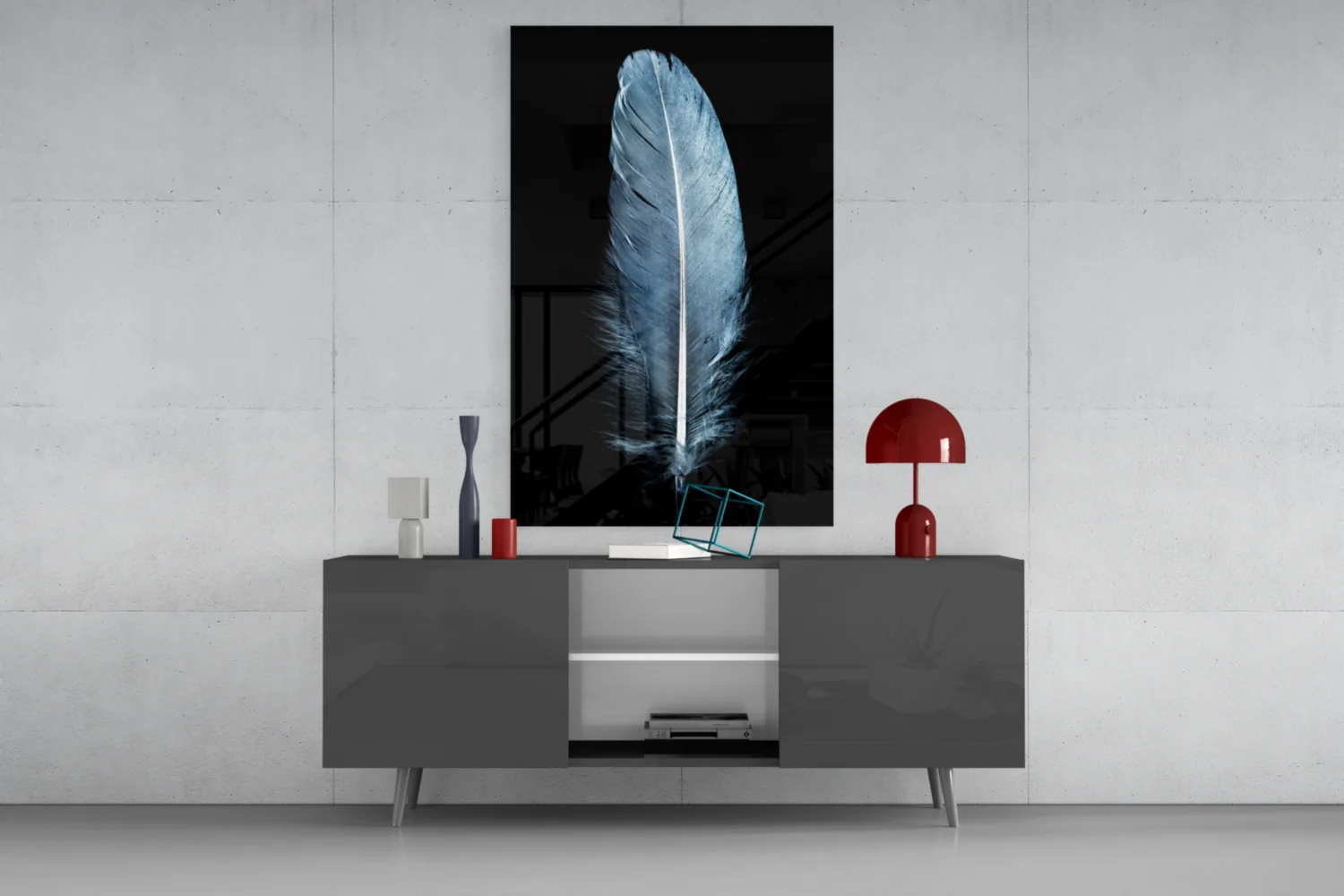 Blue Feather Glass Wall Art - Image 8