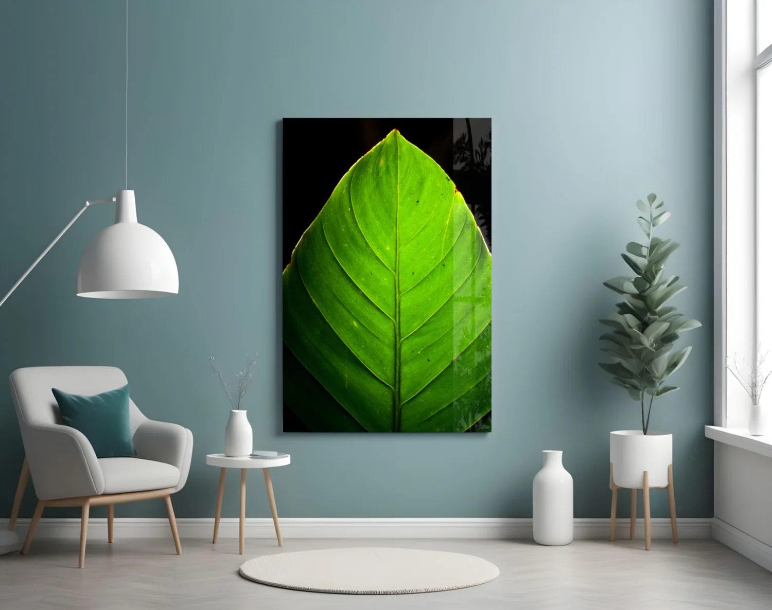 Green Leaf Glass Wall Art - Image 4