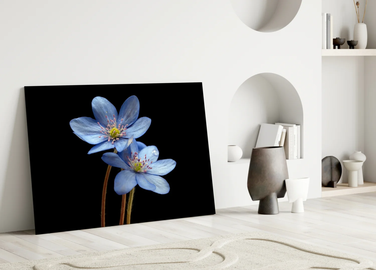 Blue Flower Glass Wall Art - Image 3