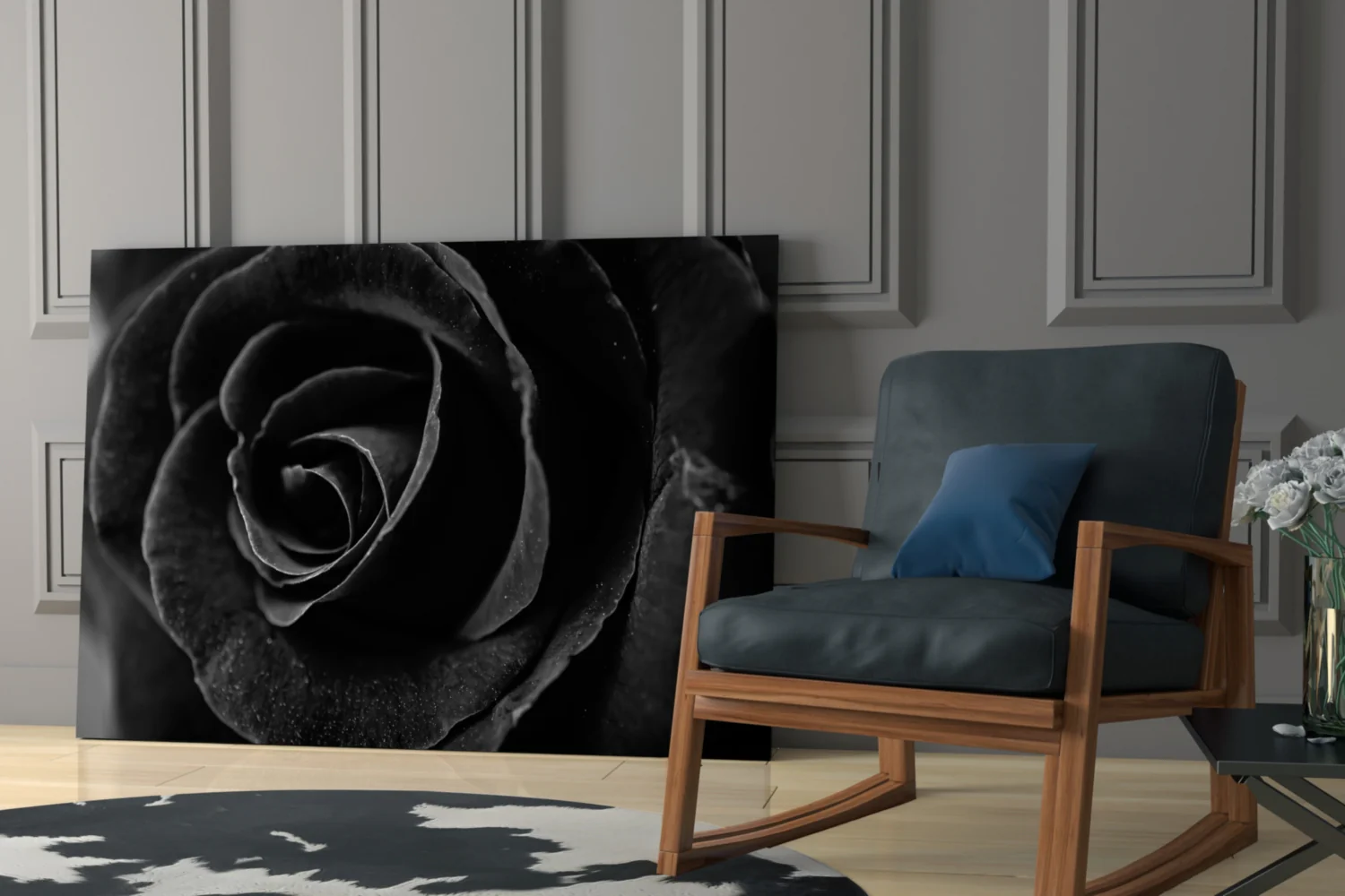 Black Rose Glass Wall Art - Image 6