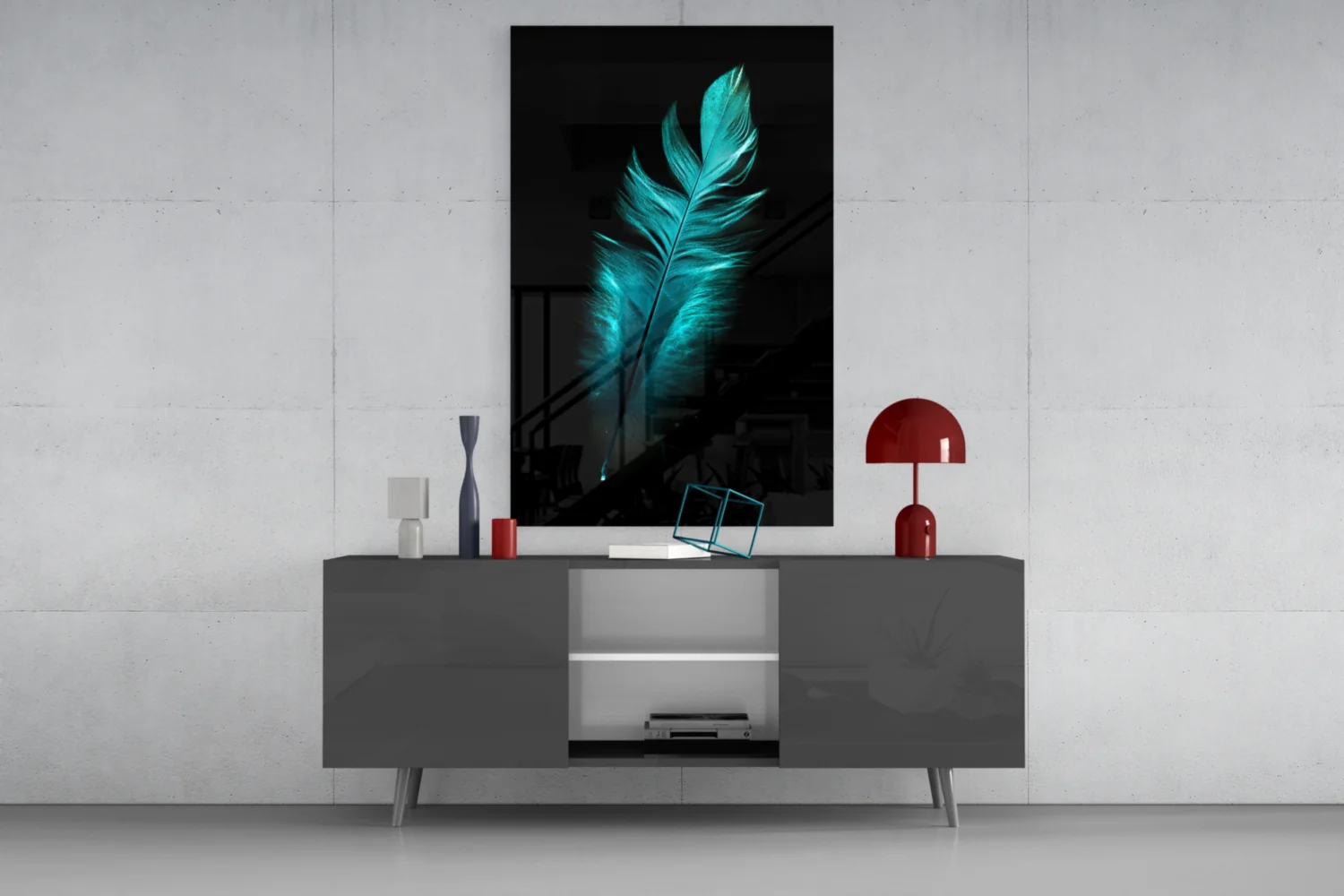 Green Feather Glass Wall Art - Image 8