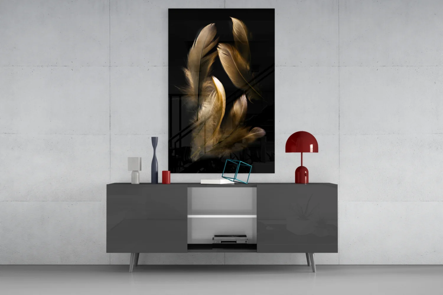 Tan Feather Glass Wall Art - Image 8