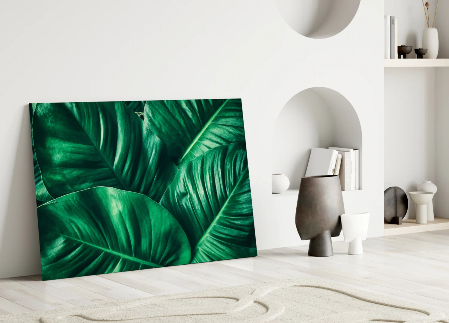 Green Tropical Leaf Glass Wall Art - Image 3
