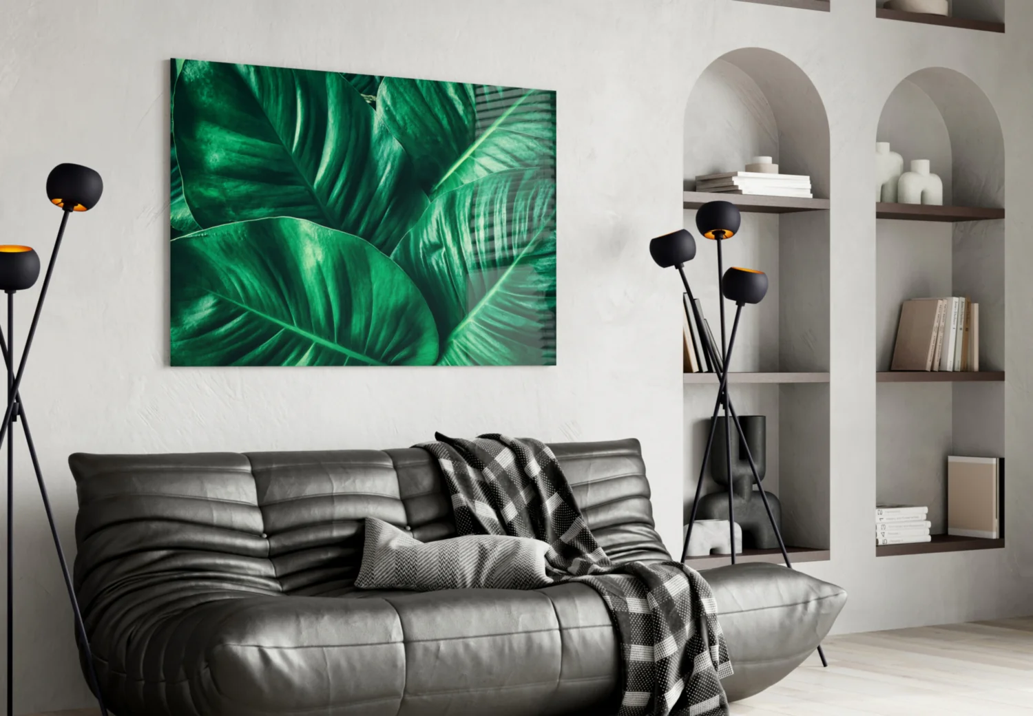 Green Tropical Leaf Glass Wall Art - Image 4