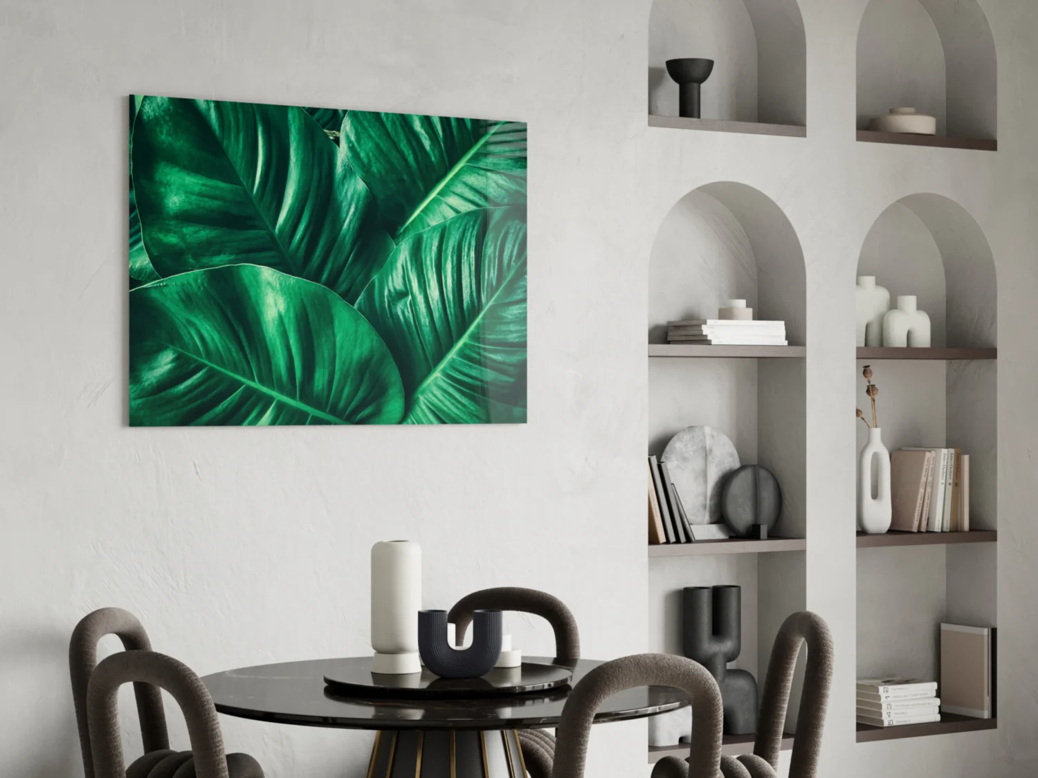 Green Tropical Leaf Glass Wall Art - Image 5