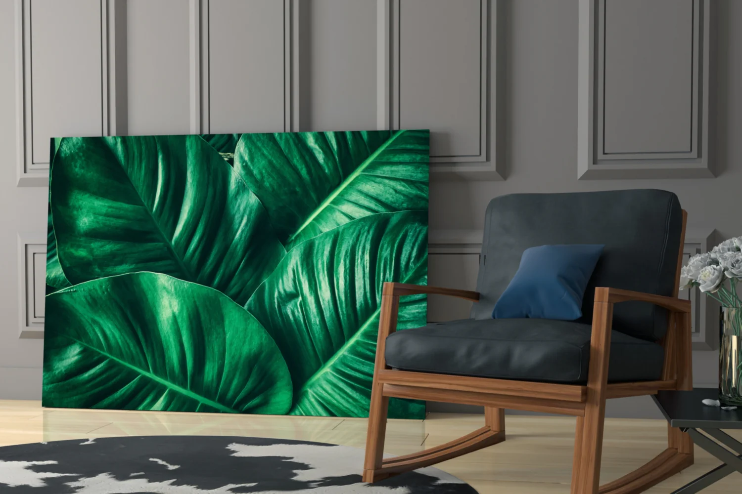 Green Tropical Leaf Glass Wall Art - Image 6