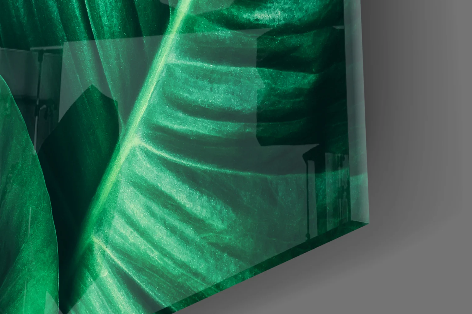 Green Tropical Leaf Glass Wall Art - Image 7