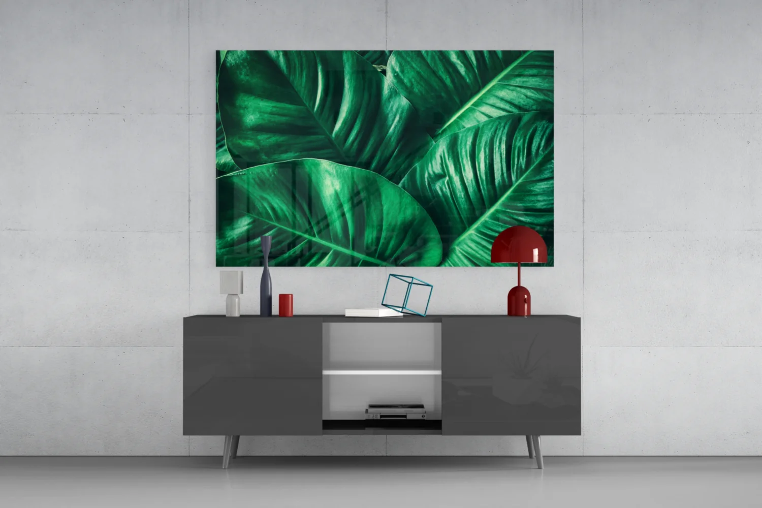 Green Tropical Leaf Glass Wall Art - Image 8