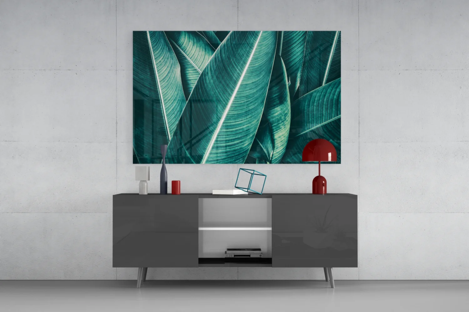Green Tropical Leaf 2 Glass Wall Art - Image 8