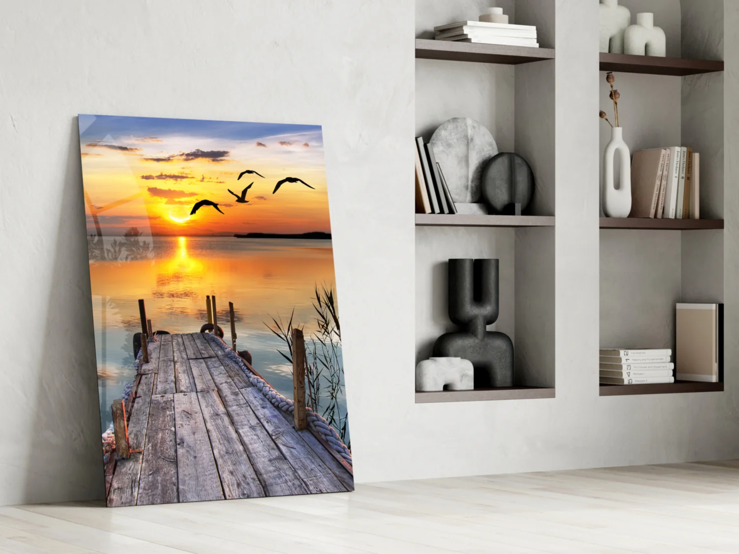 Sunset on the Dock Glass Wall Art - Image 6