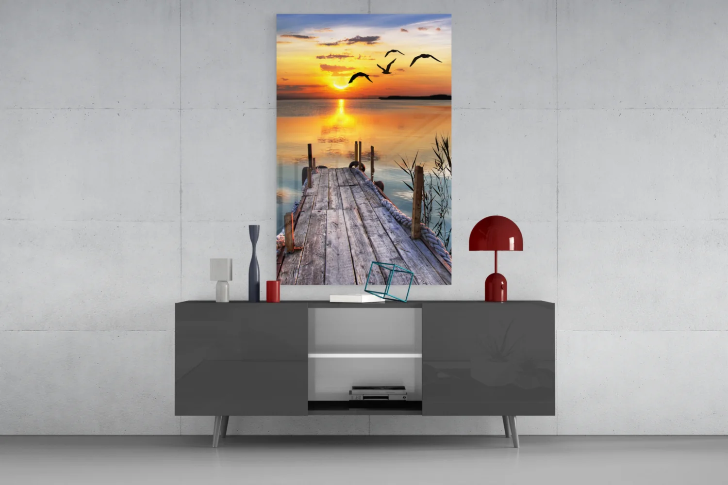 Sunset on the Dock Glass Wall Art - Image 8