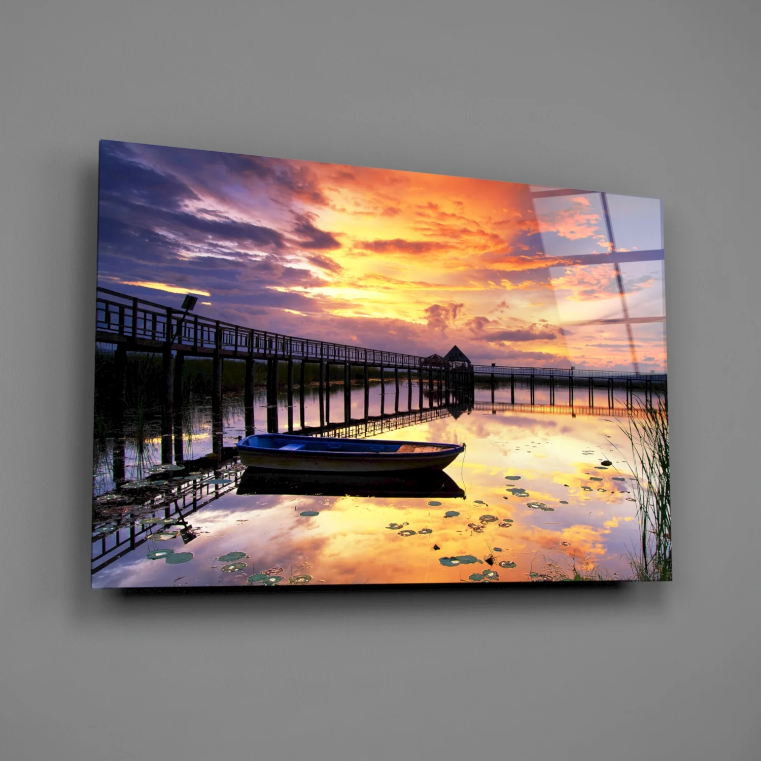 Sunset on the Dock Glass Wall Art - Image 2