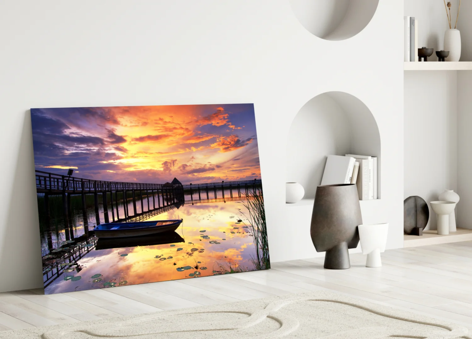 Sunset on the Dock Glass Wall Art - Image 3