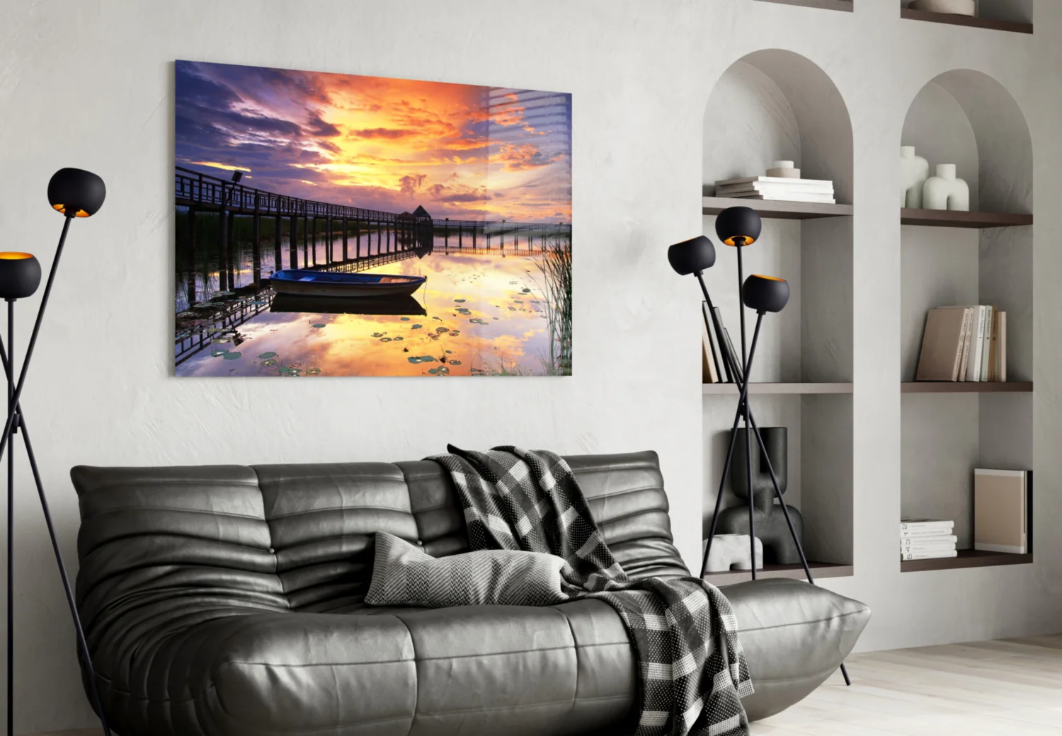 Sunset on the Dock Glass Wall Art - Image 4