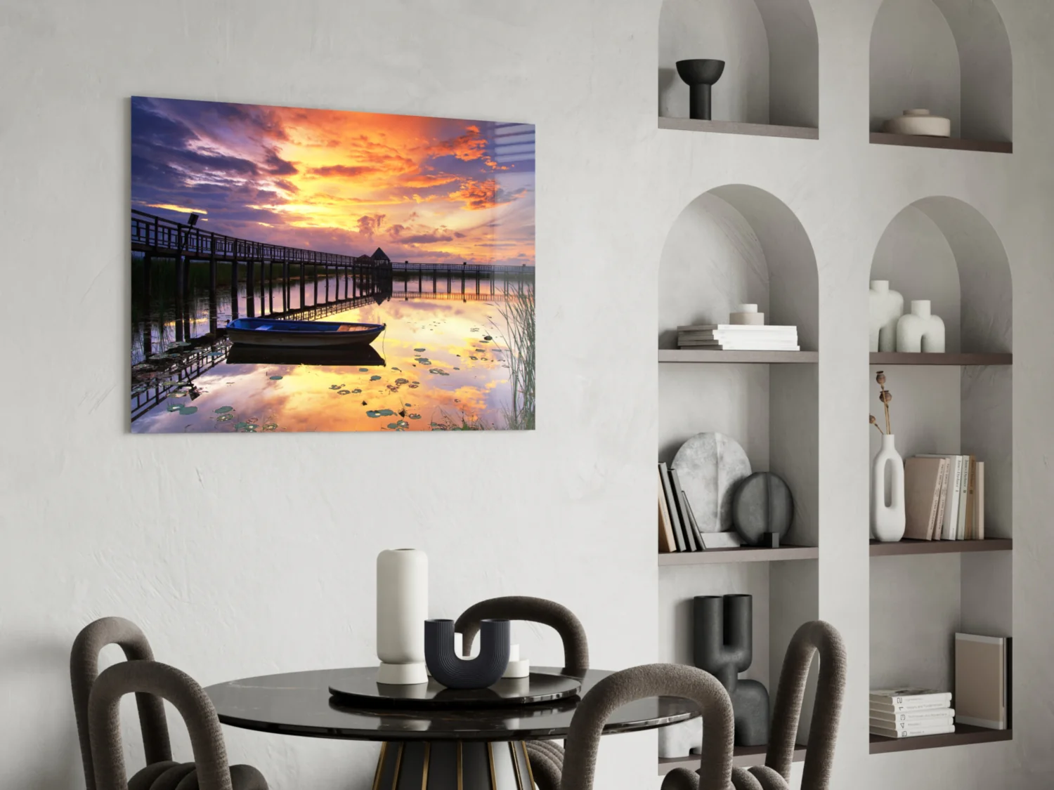 Sunset on the Dock Glass Wall Art - Image 5