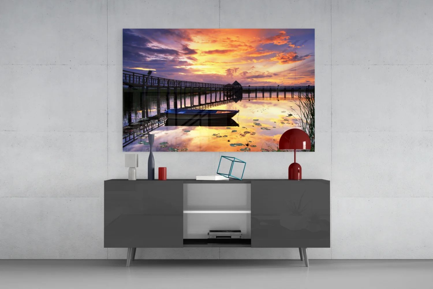Sunset on the Dock Glass Wall Art - Image 8
