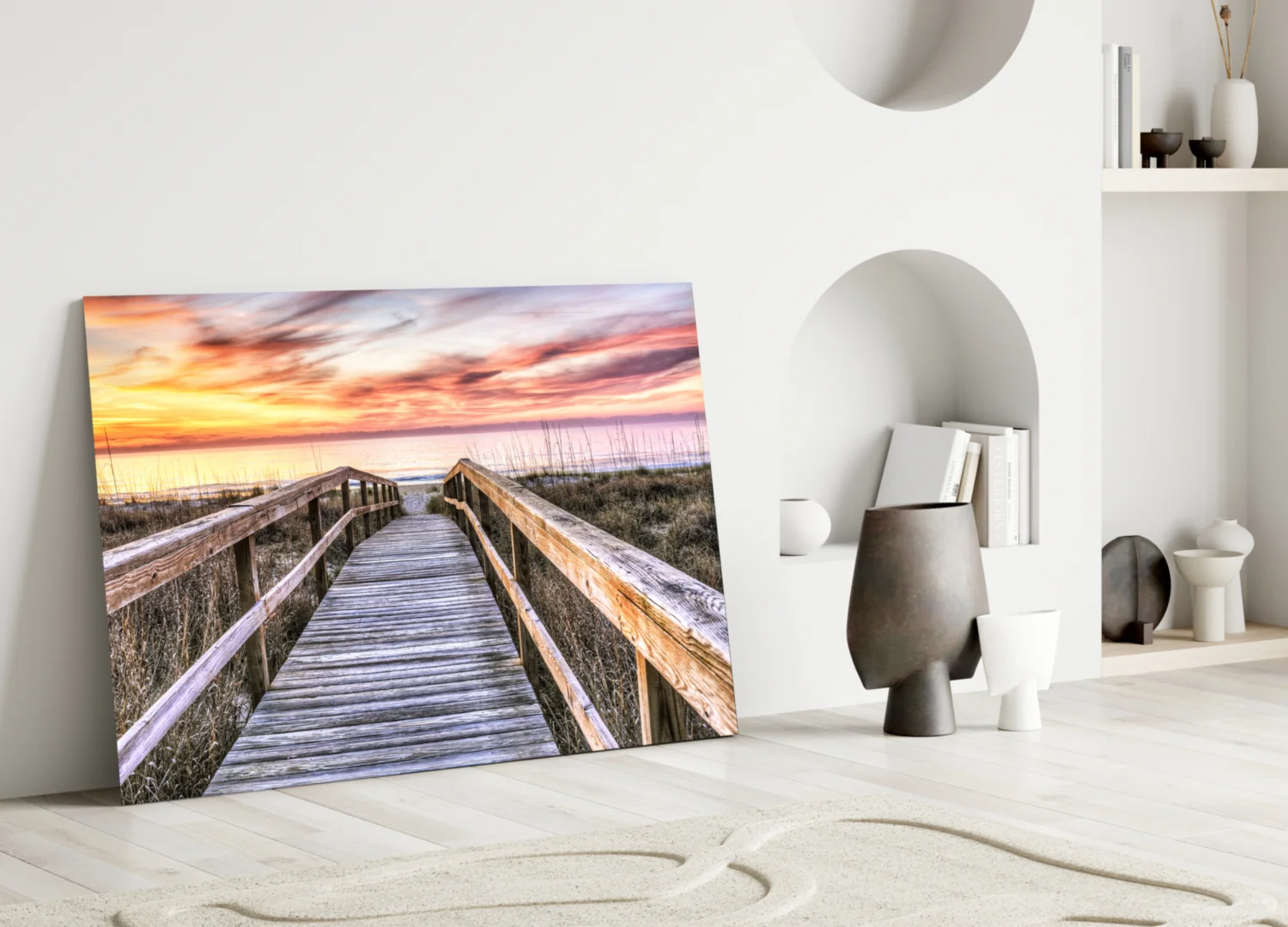 Sunset on the Dock Glass Wall Art - Image 3