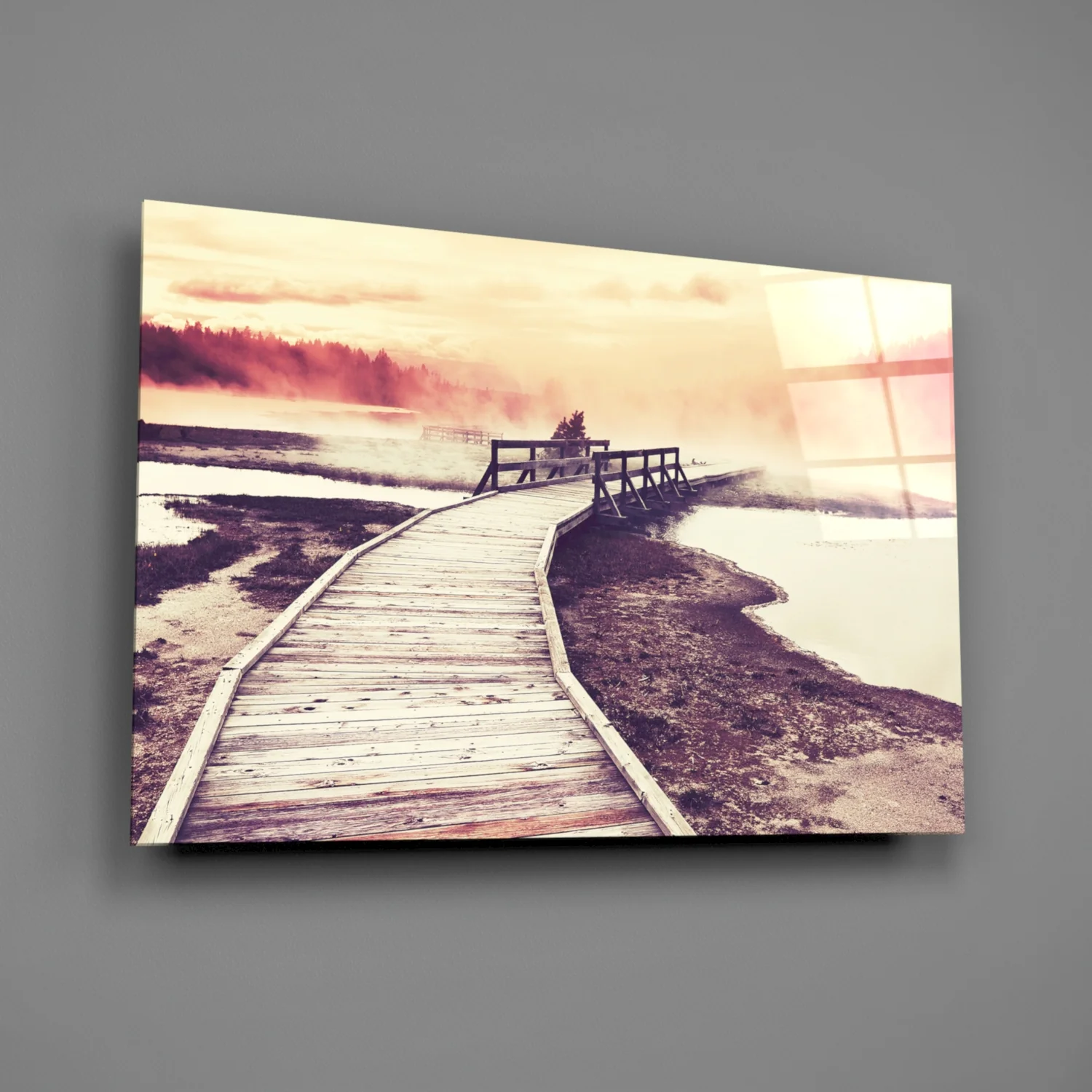 Dock in the Fog Glass Wall Art - Image 2