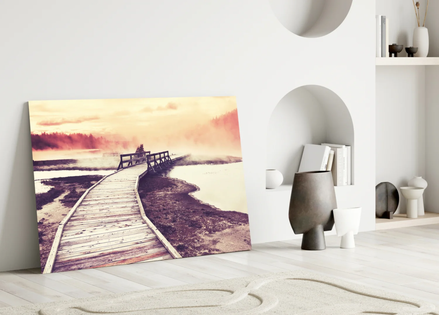 Dock in the Fog Glass Wall Art - Image 3