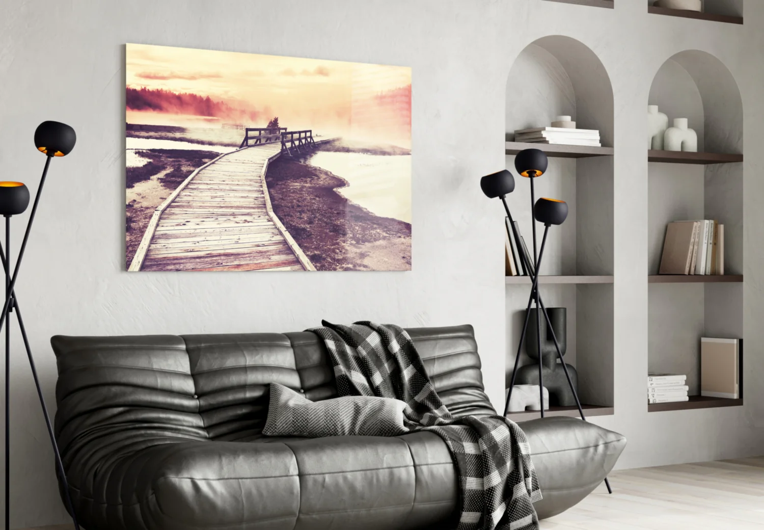 Dock in the Fog Glass Wall Art - Image 4