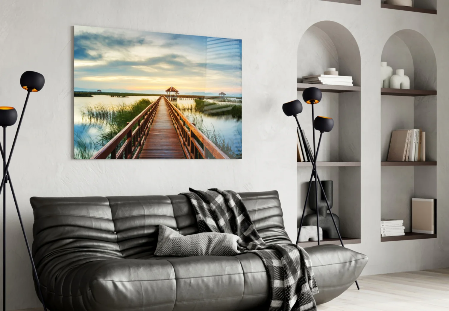 Long Dock on the Lake Glass Wall Art - Image 4