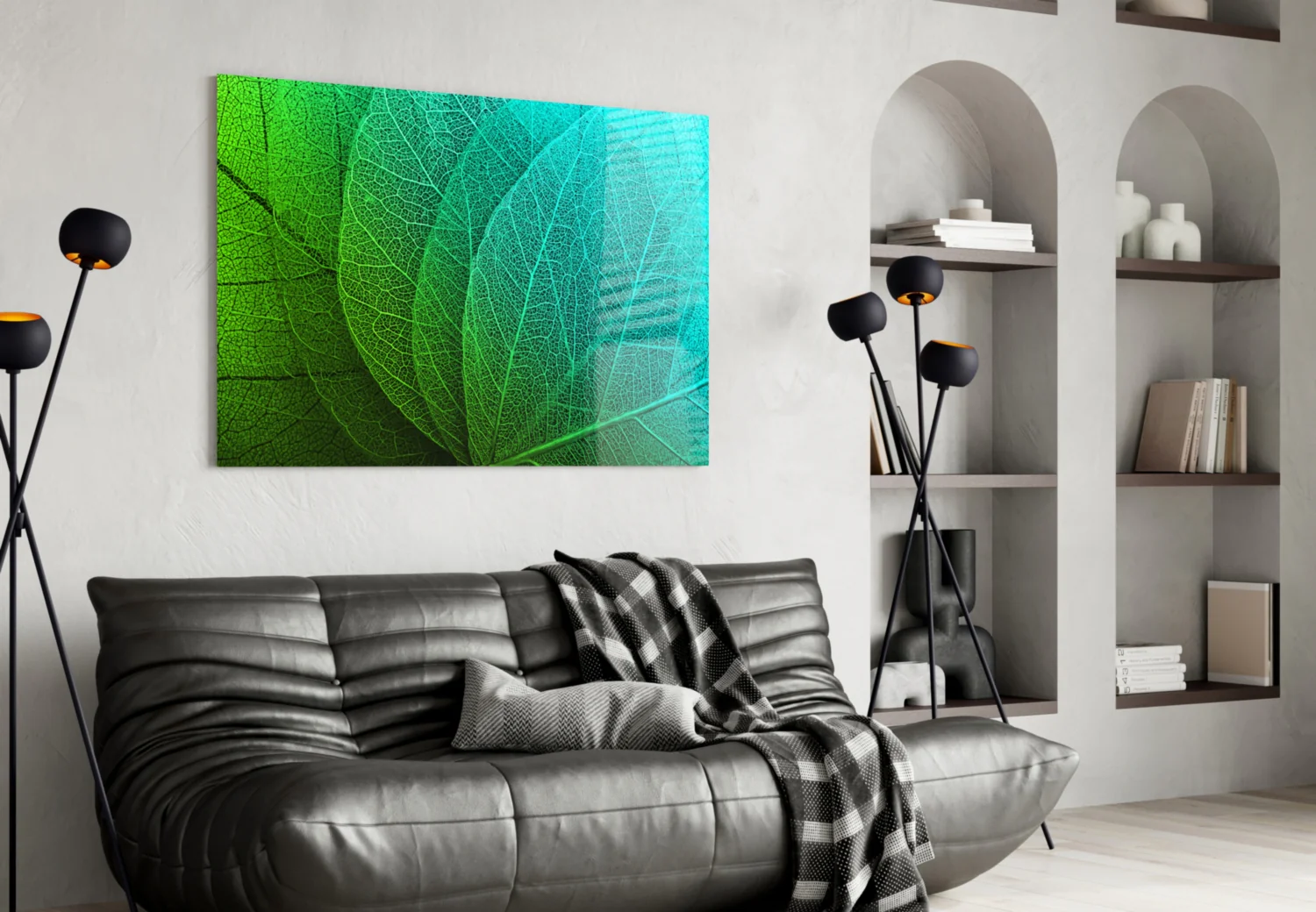 Green Leaf Glass Wall Art - Image 4