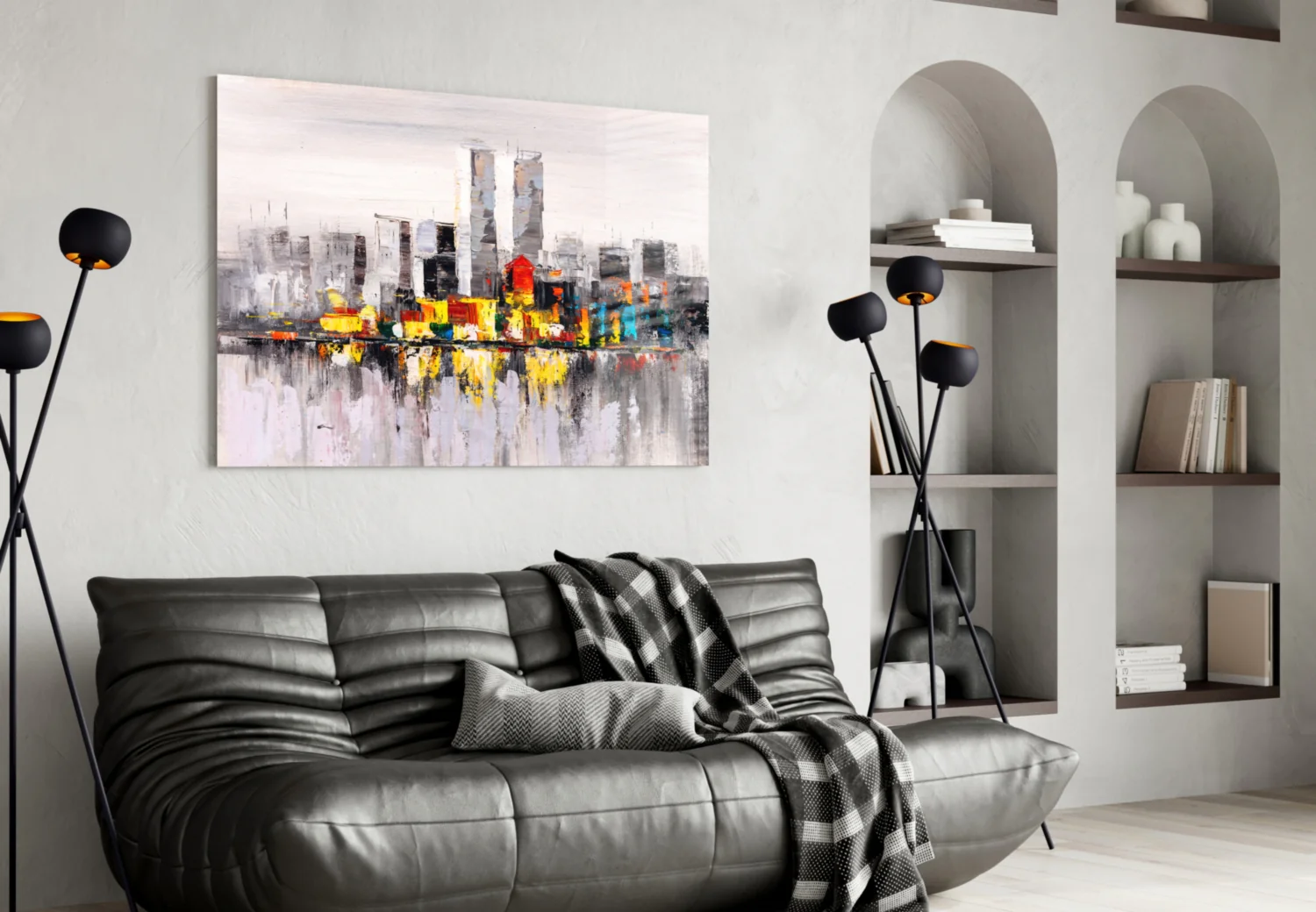 Abstract City Glass Wall Art - Image 4
