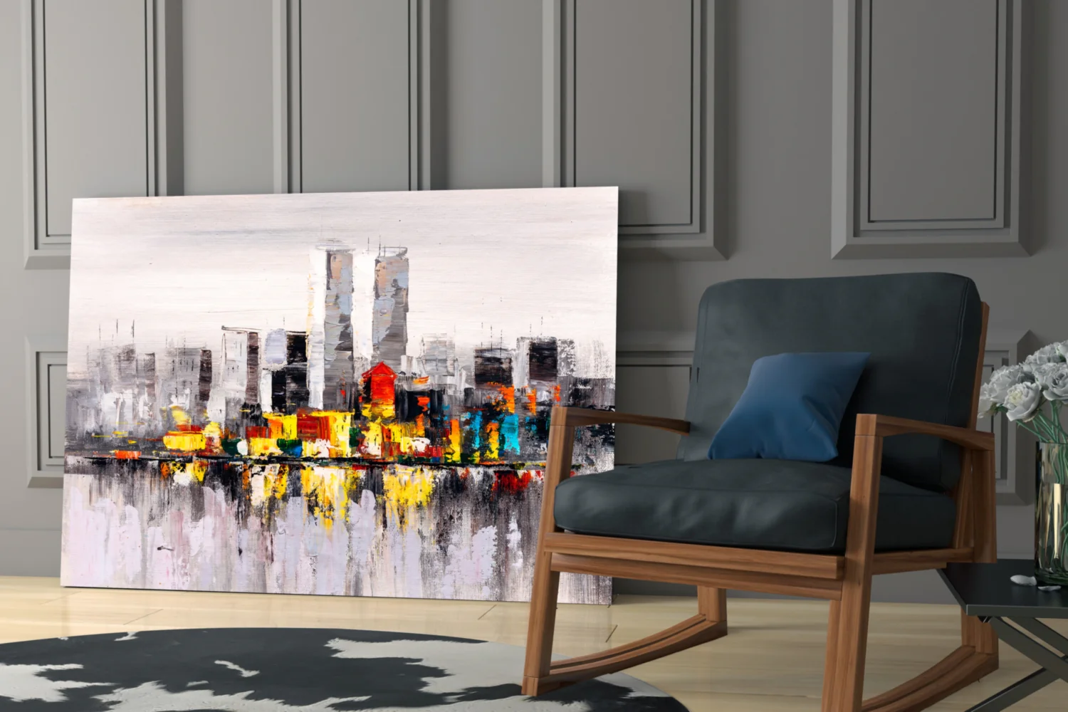 Abstract City Glass Wall Art - Image 6