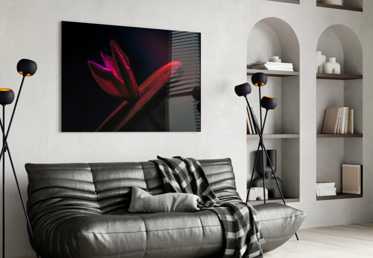 Red Leaf Glass Wall Art - Image 4