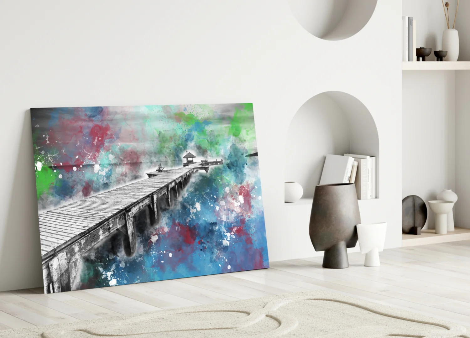 Illustration Dock Glass Wall Art - Image 3