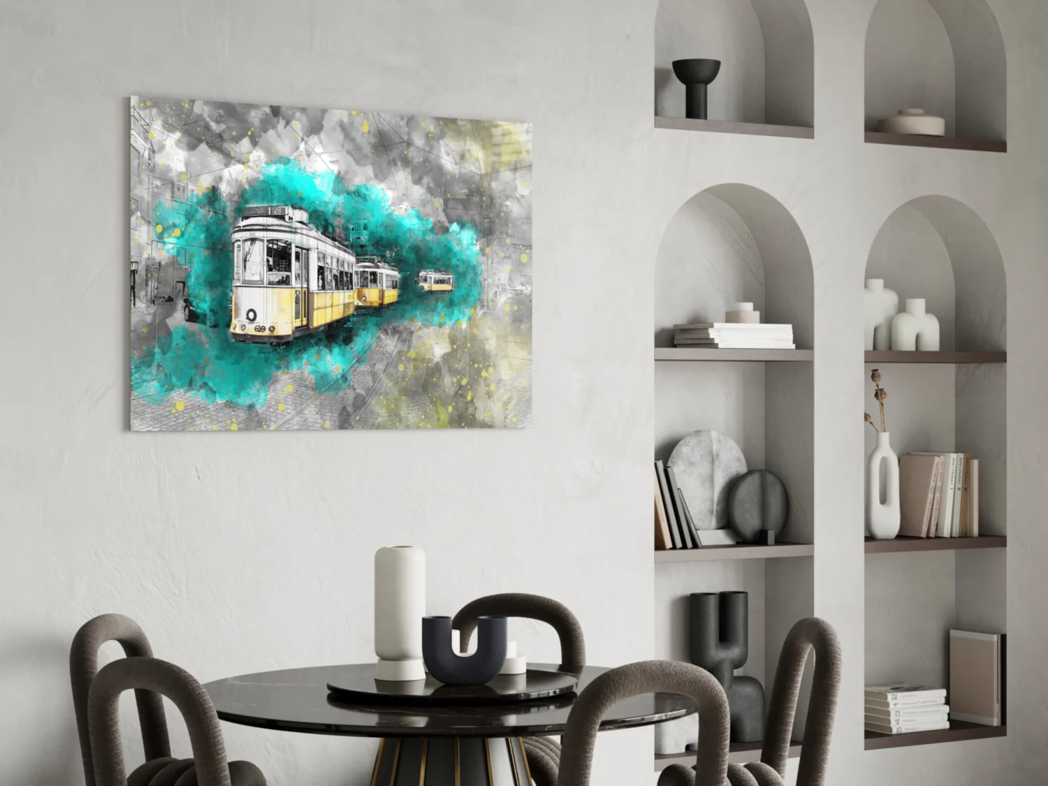 Illustration Tram Glass Wall Art - Image 5