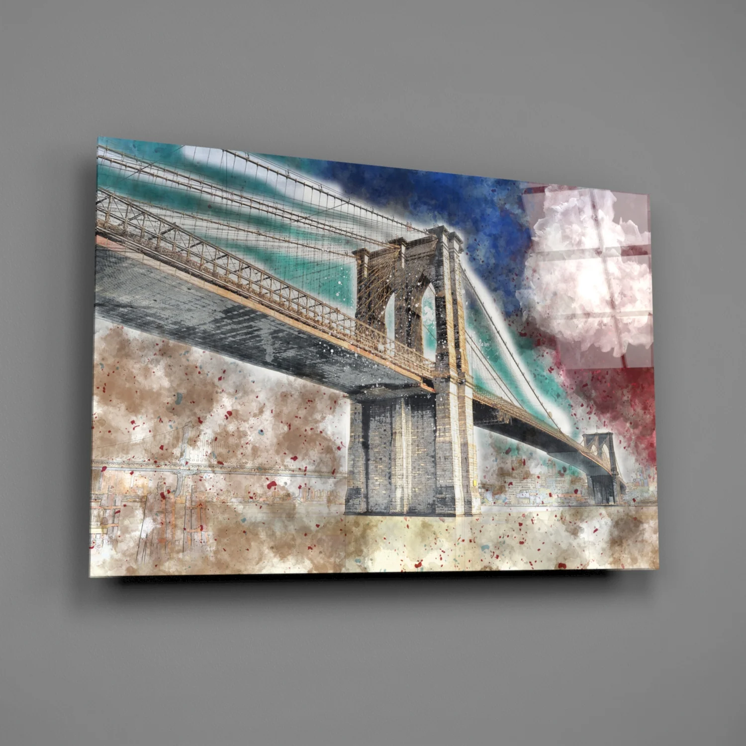 Illustration bridge Glass Wall Art - Image 2