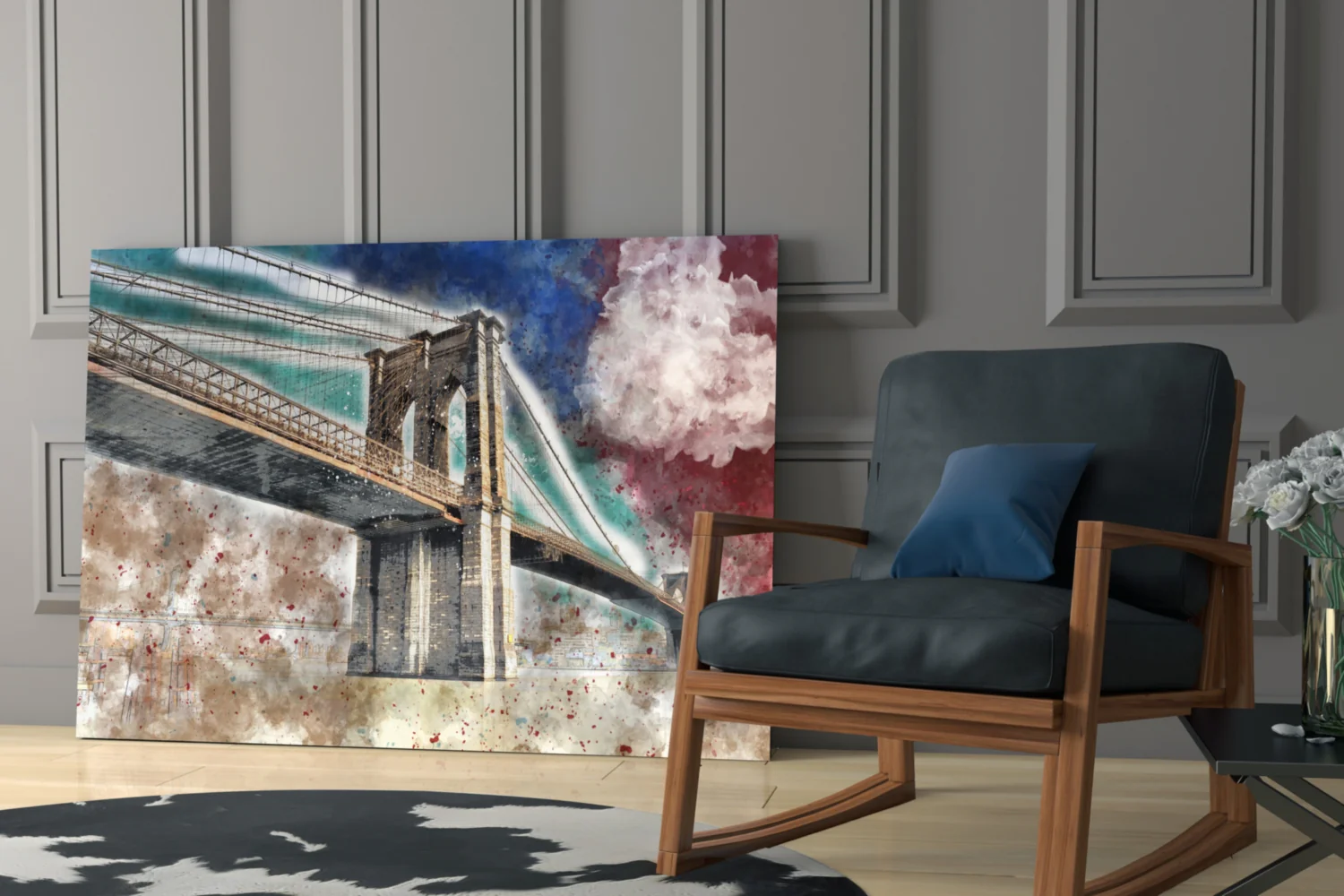 Illustration bridge Glass Wall Art - Image 6
