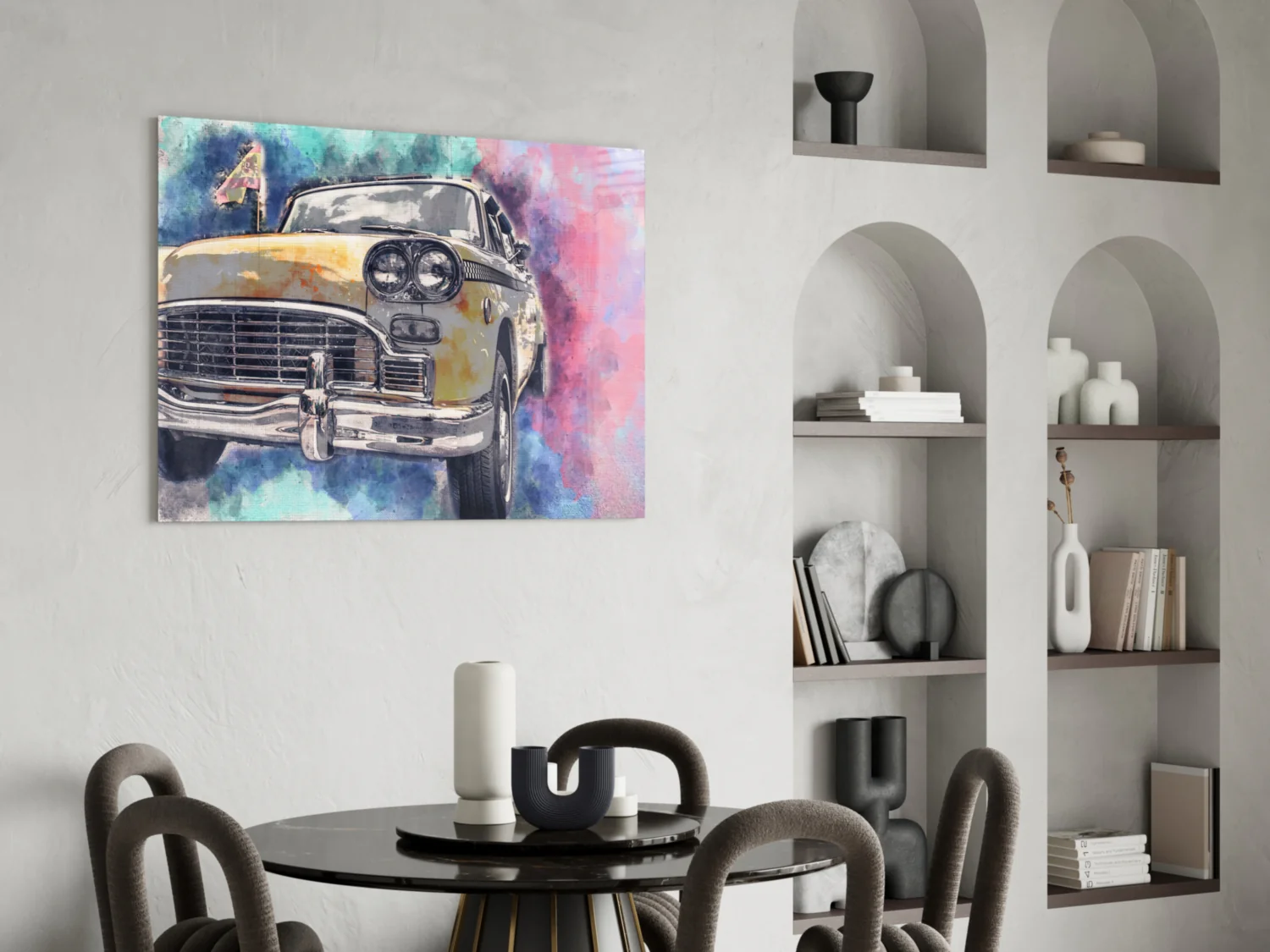 Illustration Taxi Glass Wall Art - Image 5
