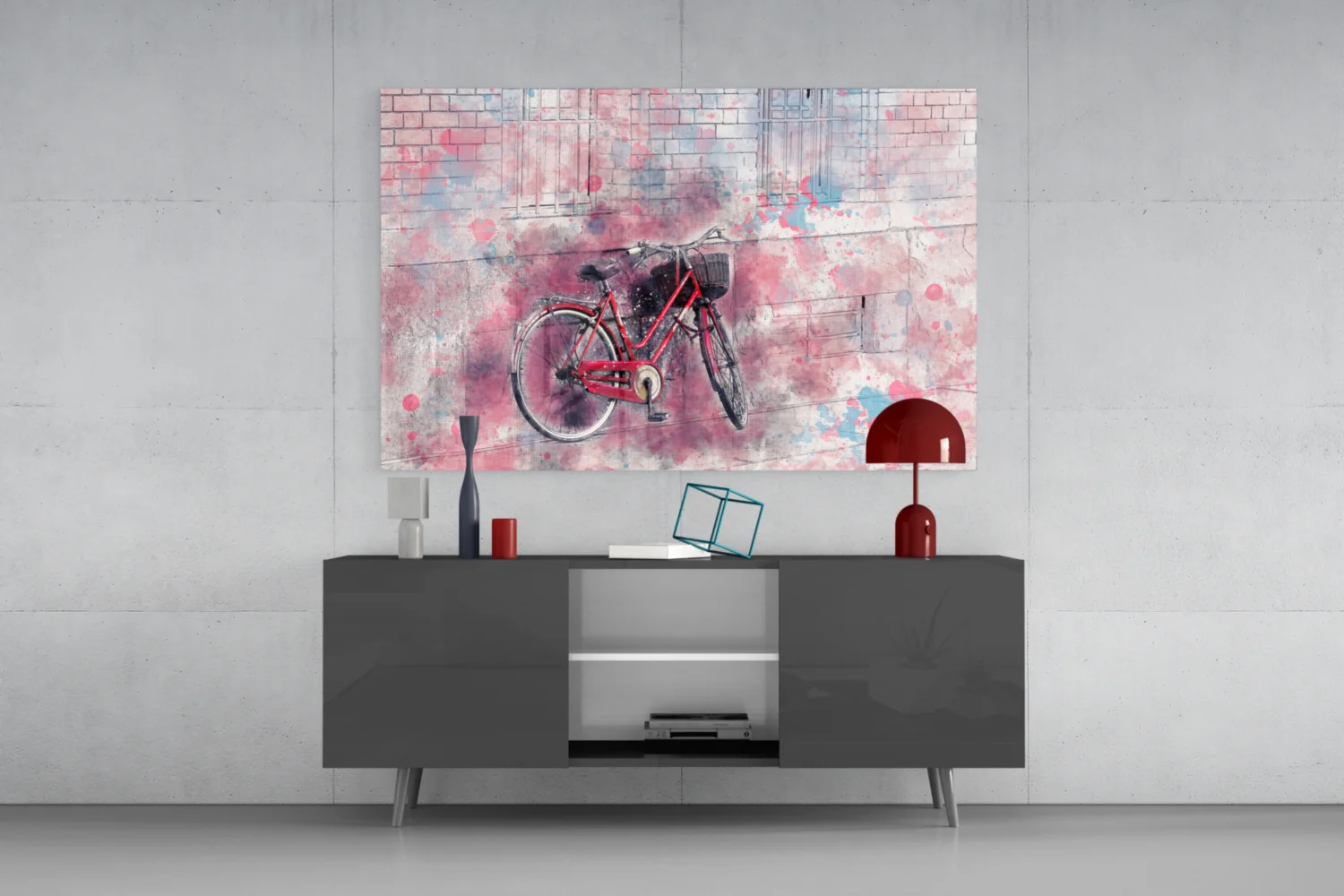 Illustration Bicycle Glass Wall Art - Image 8