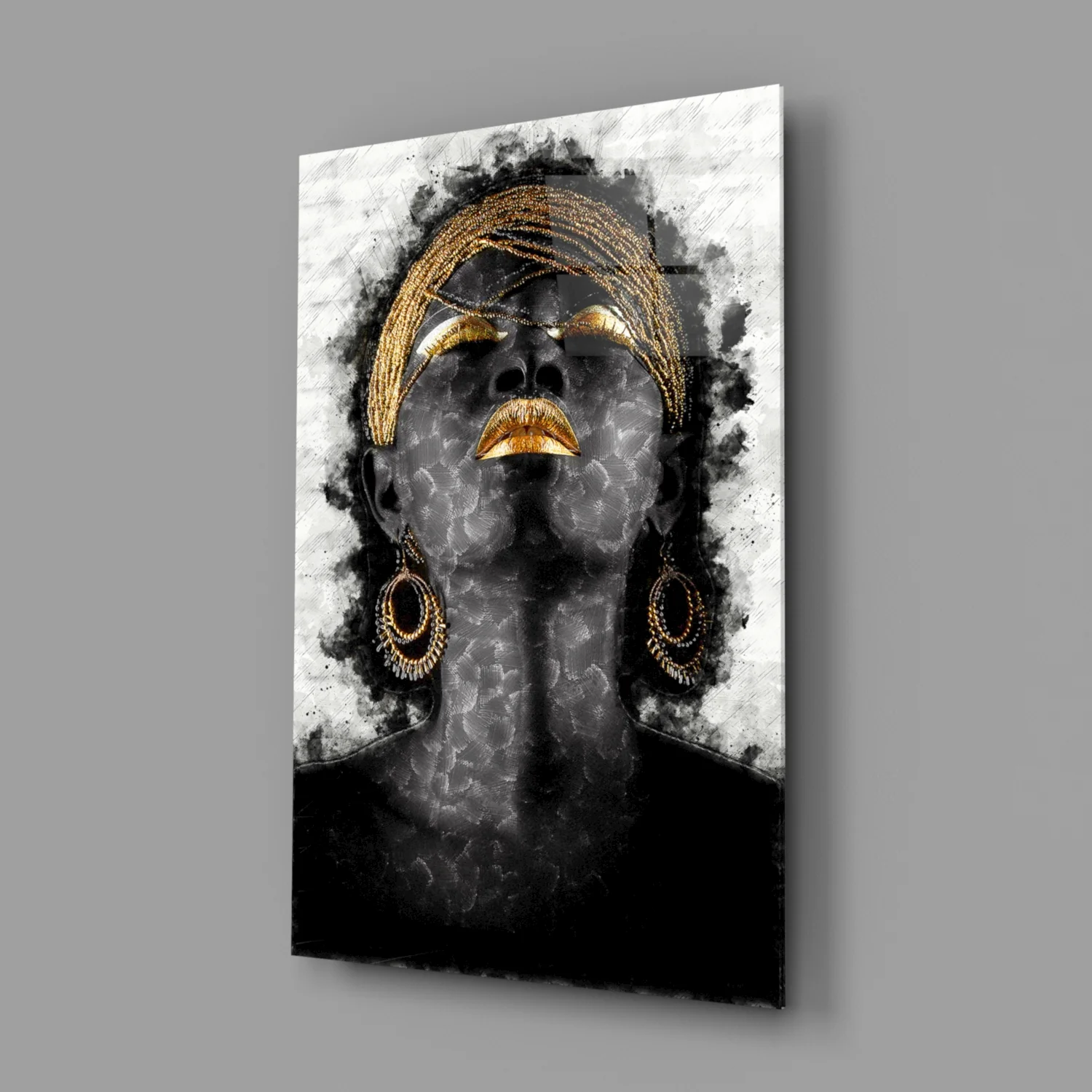 African Woman Portrait Glass Wall Art - Image 2
