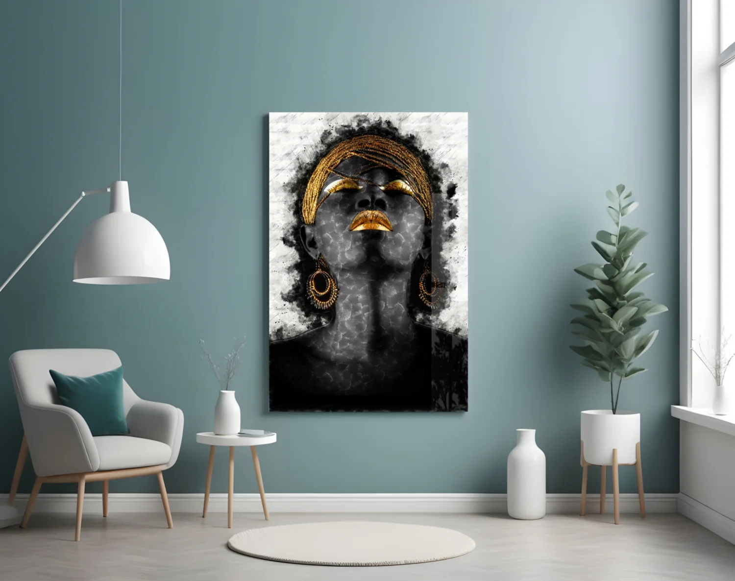 African Woman Portrait Glass Wall Art - Image 4