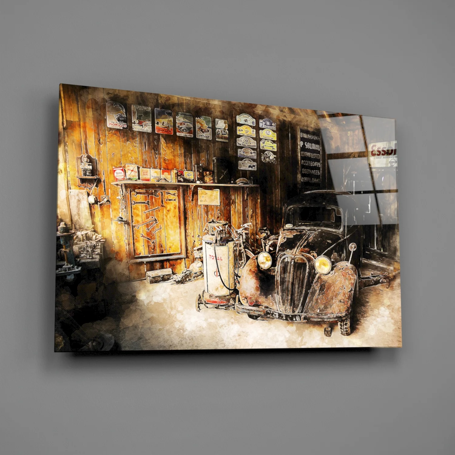 Retro Old Garage Glass Wall Art - Image 2