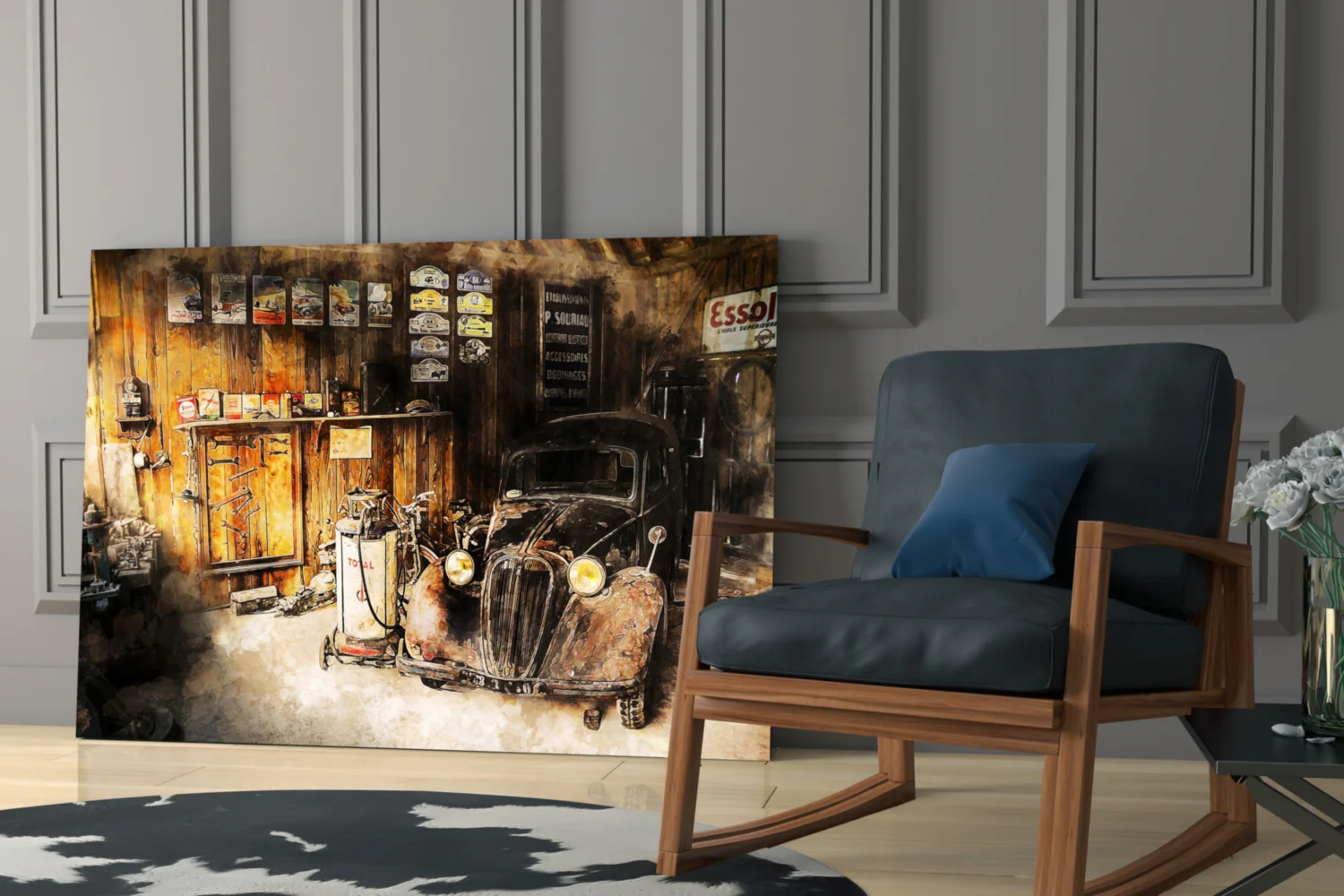 Retro Old Garage Glass Wall Art - Image 6