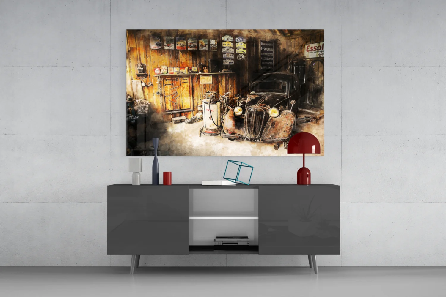Retro Old Garage Glass Wall Art - Image 8