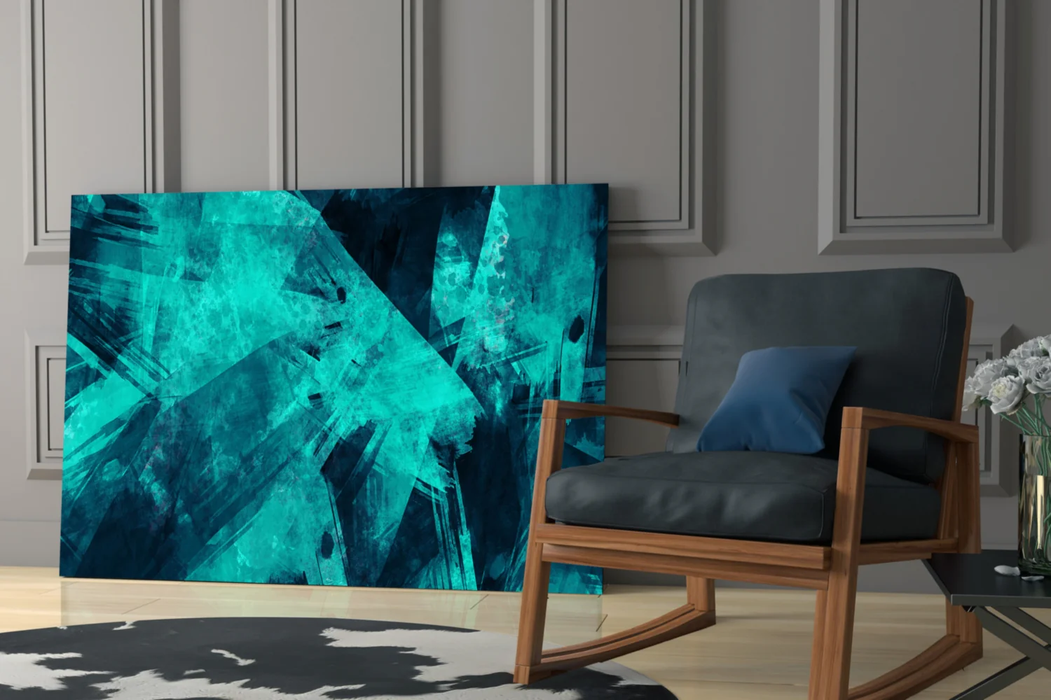 Green Abstract Pattern Glass Wall Art - Image 6