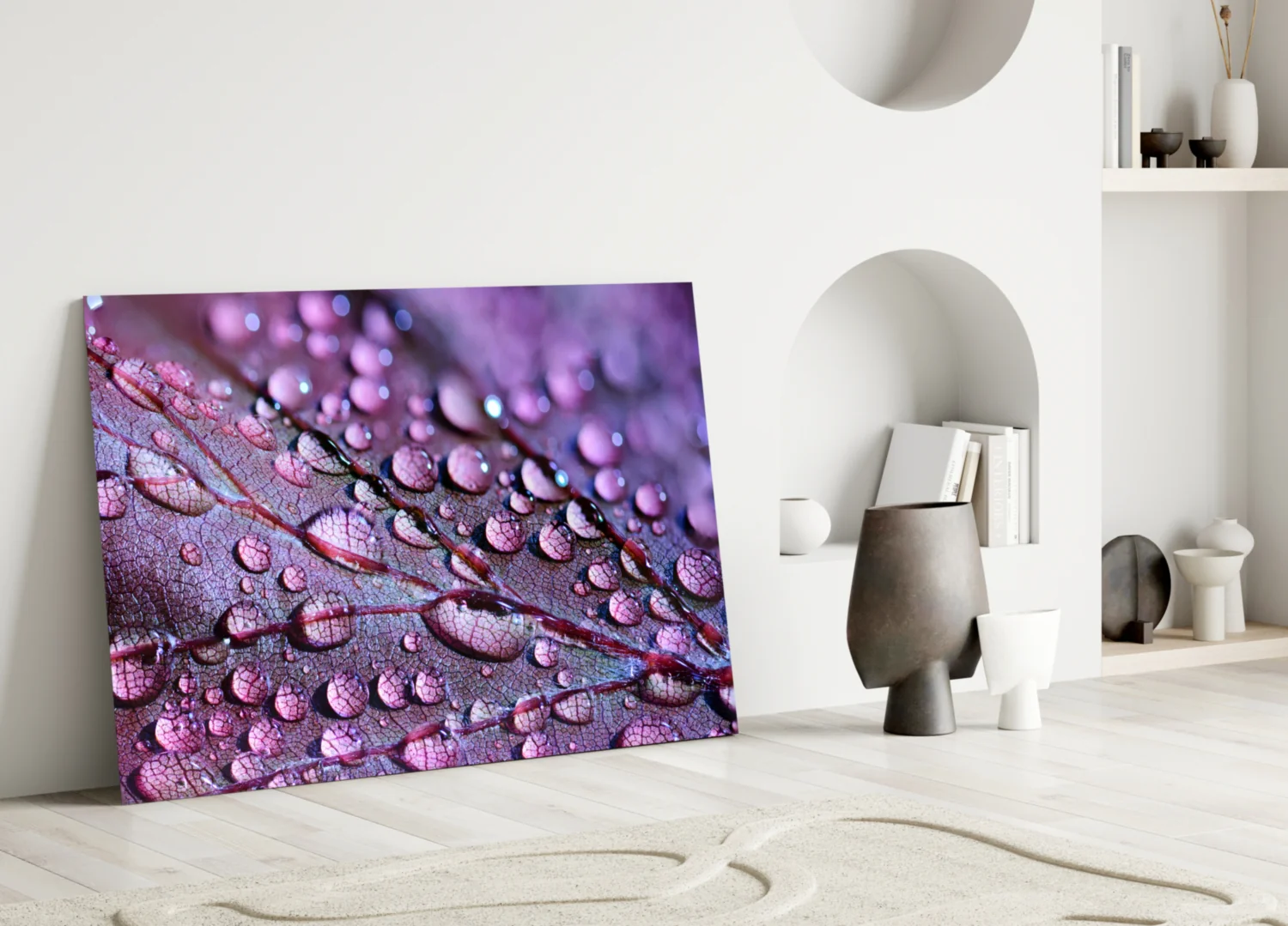 Purple Leaf Glass Wall Art - Image 3