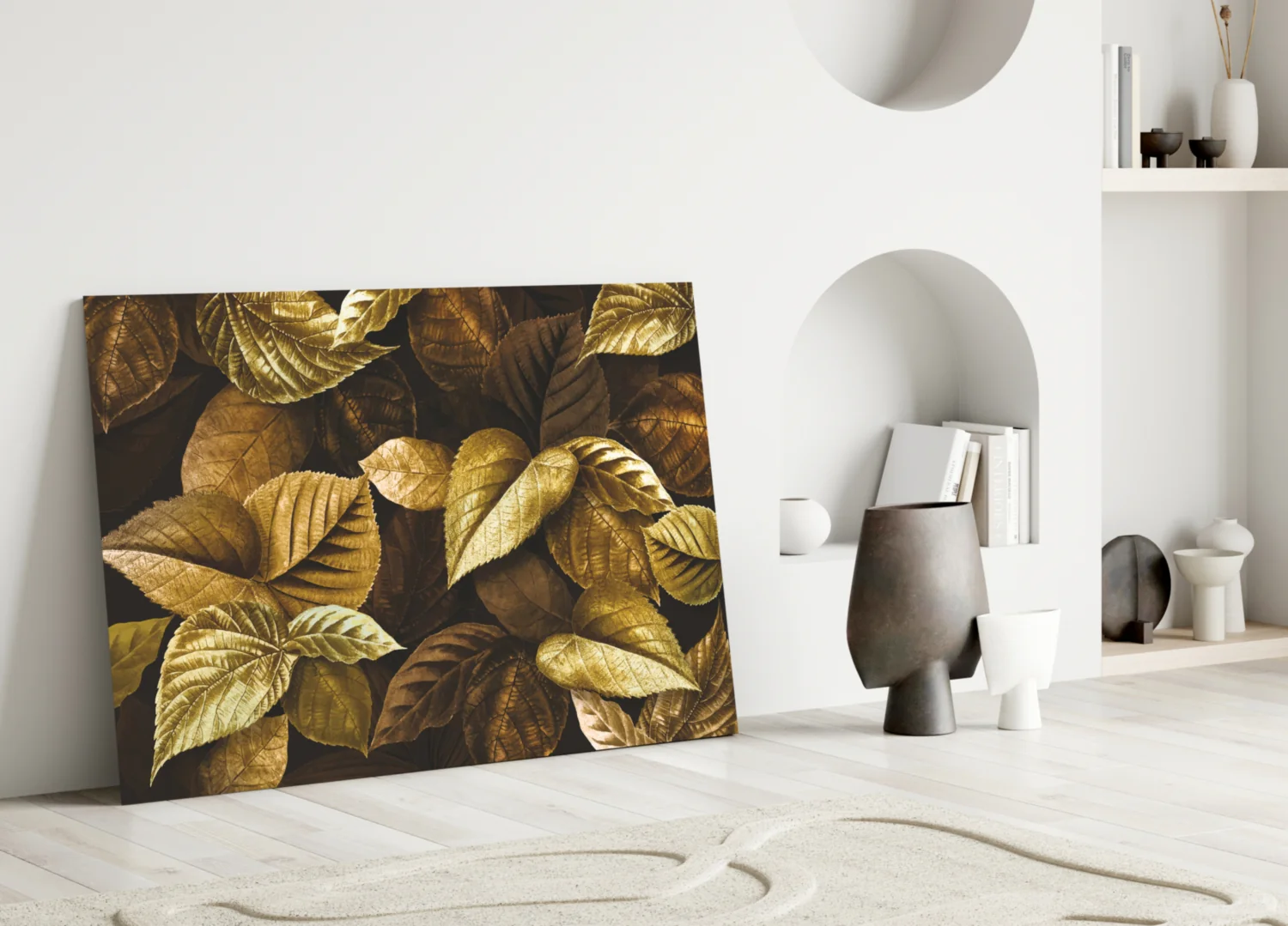 Yellow Leaf Glass Wall Art - Image 3