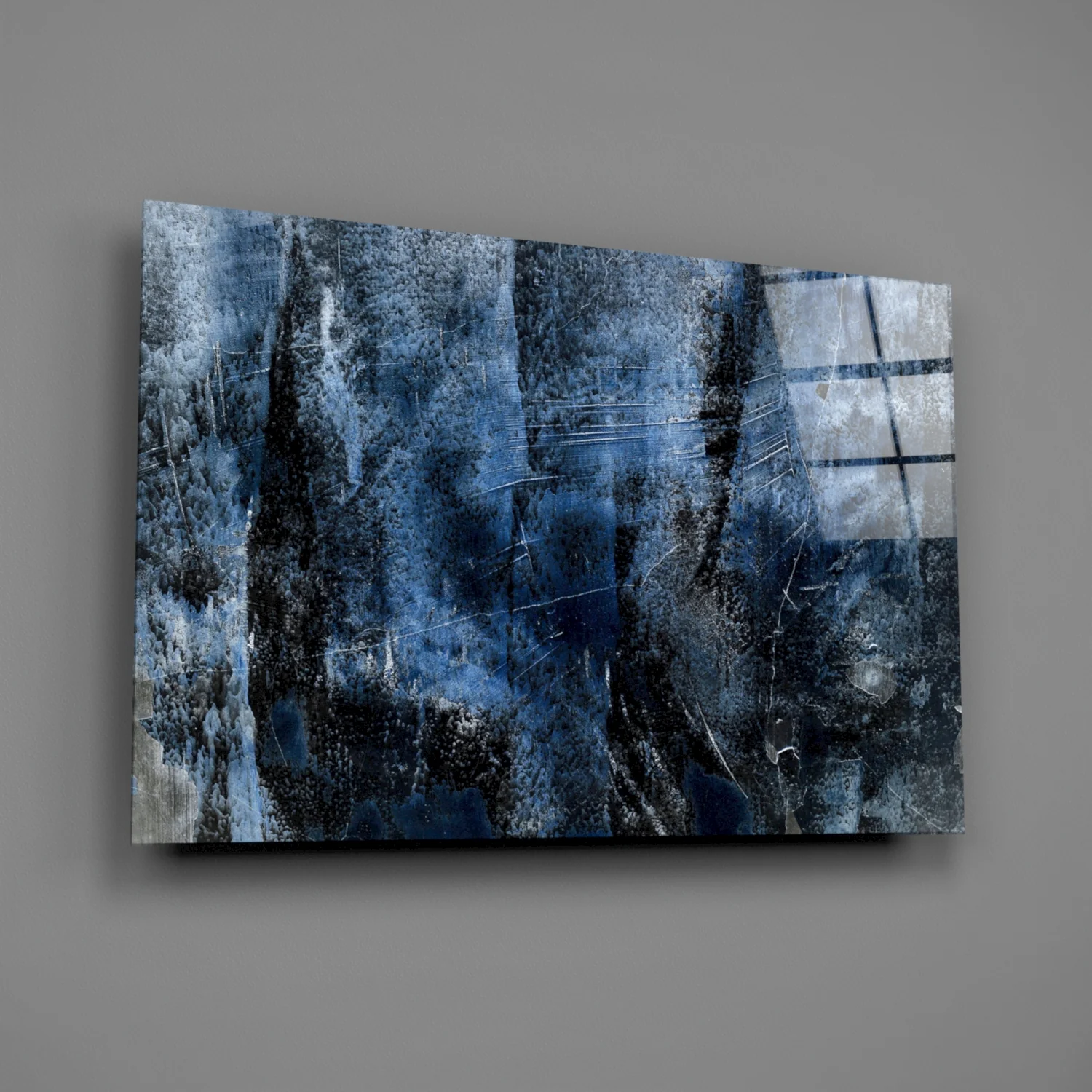 Blue Abstract Pattern Glass Wall Art - Image 2