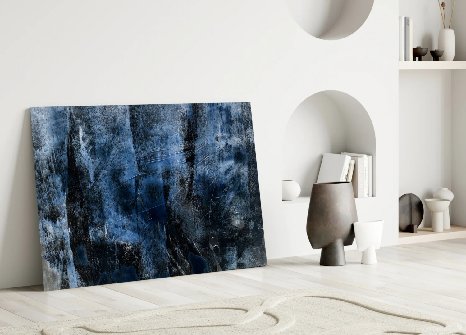 Blue Abstract Pattern Glass Wall Art - Image 3