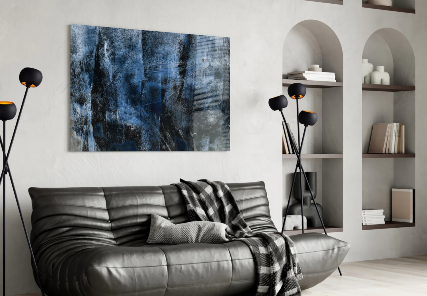 Blue Abstract Pattern Glass Wall Art - Image 4