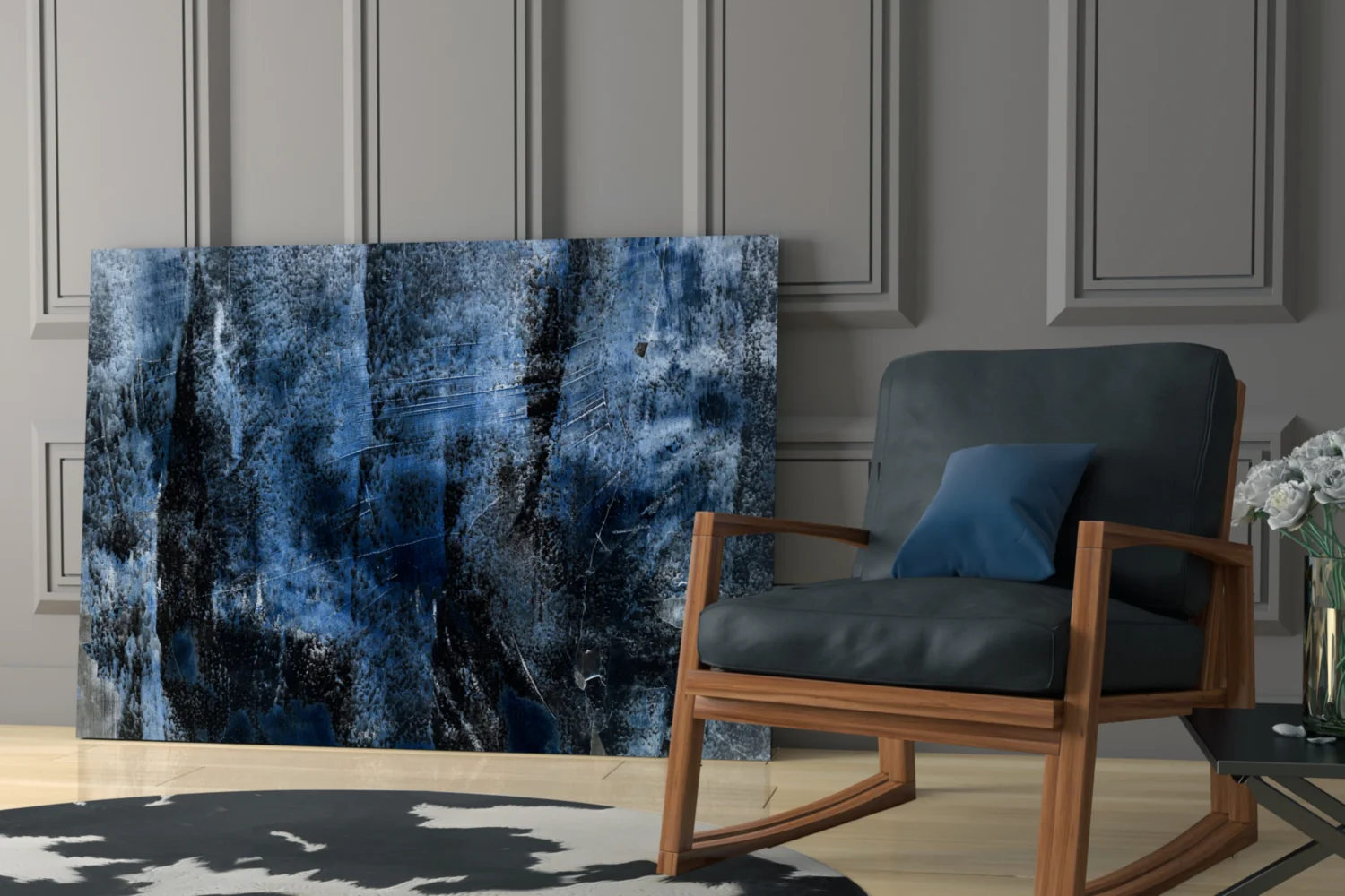 Blue Abstract Pattern Glass Wall Art - Image 6