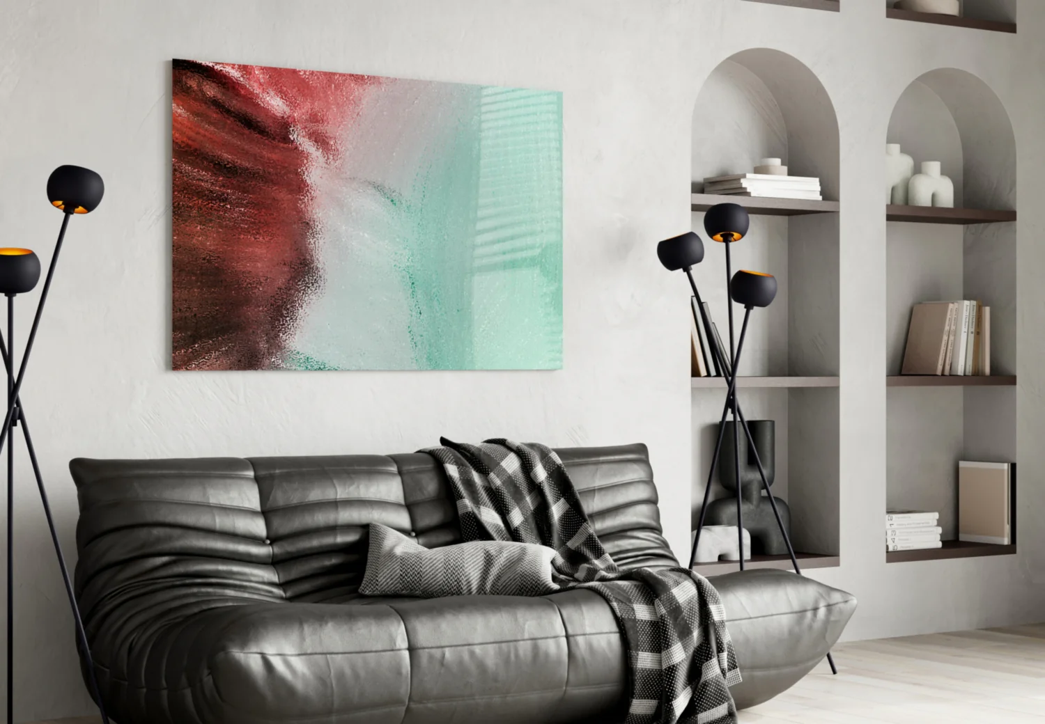 Green Abstract Pattern Glass Wall Art - Image 4